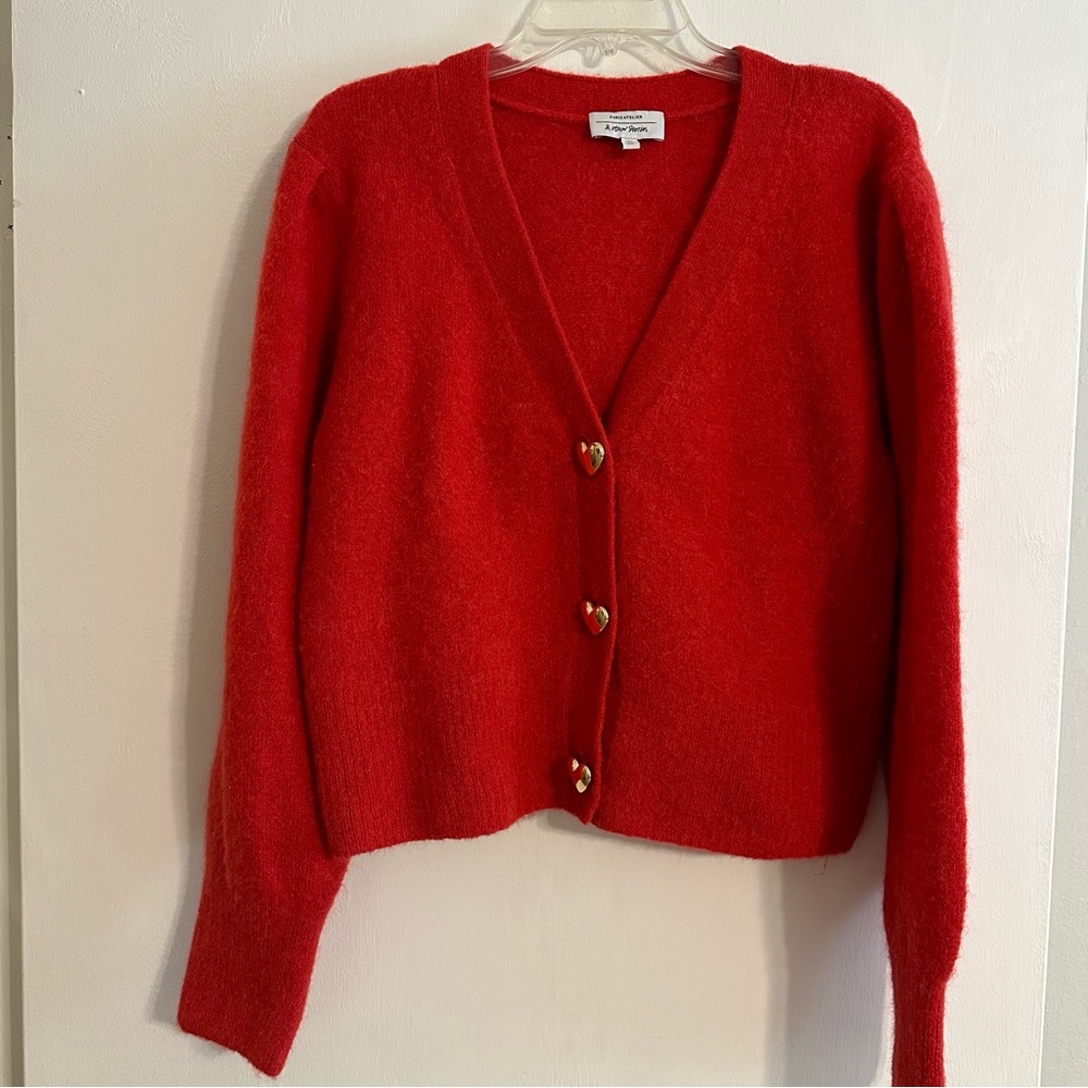 ❤️ & Other Stories red alpaca and wool sweater with puff shoulders